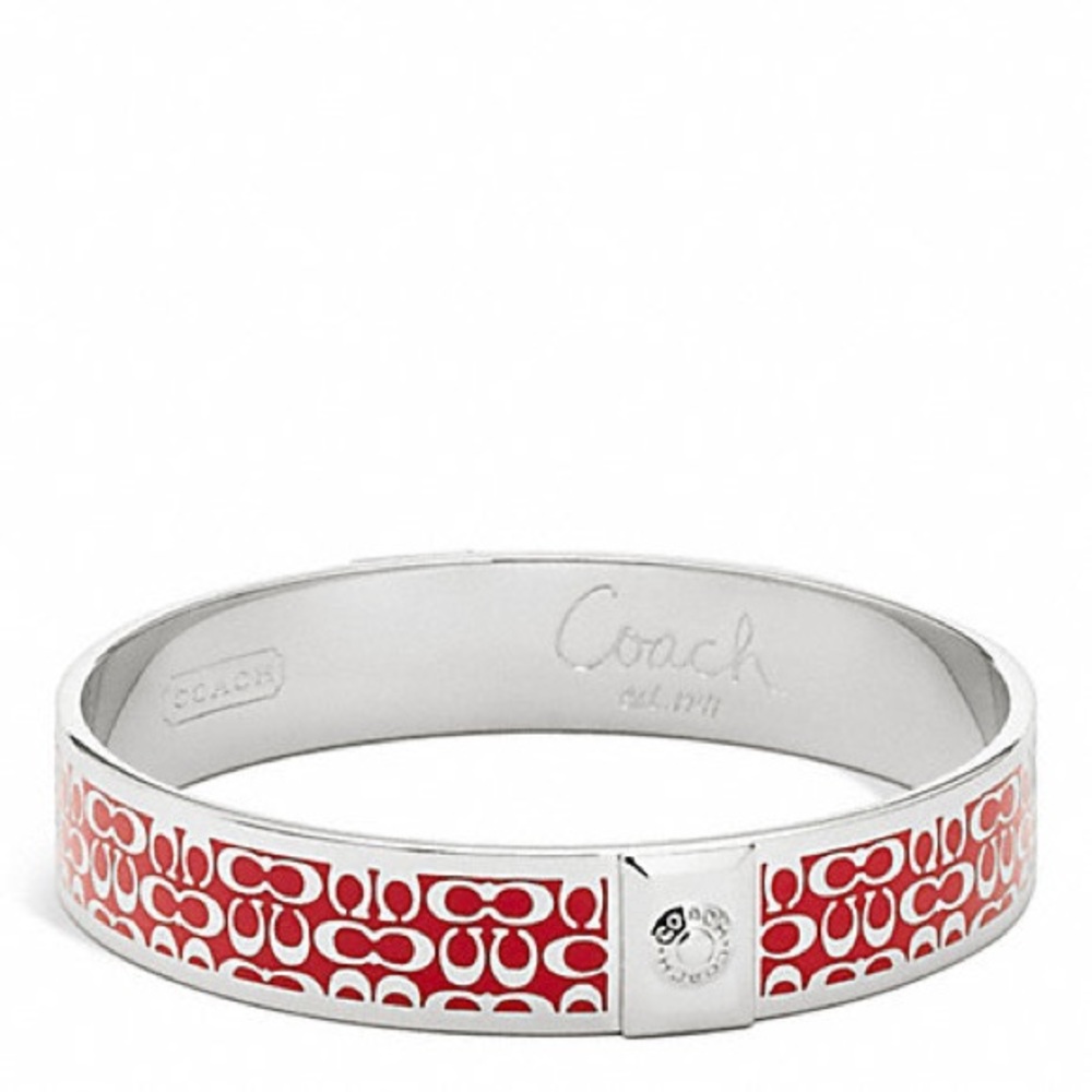 COACH Bracelet Bangle red & silver Coach C logo NEW - Great Valentine’s Gift❤️
